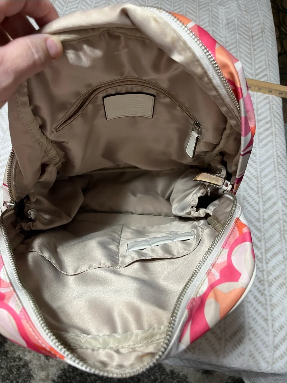 Coach Pink Multi Signature Circle Print Backpack